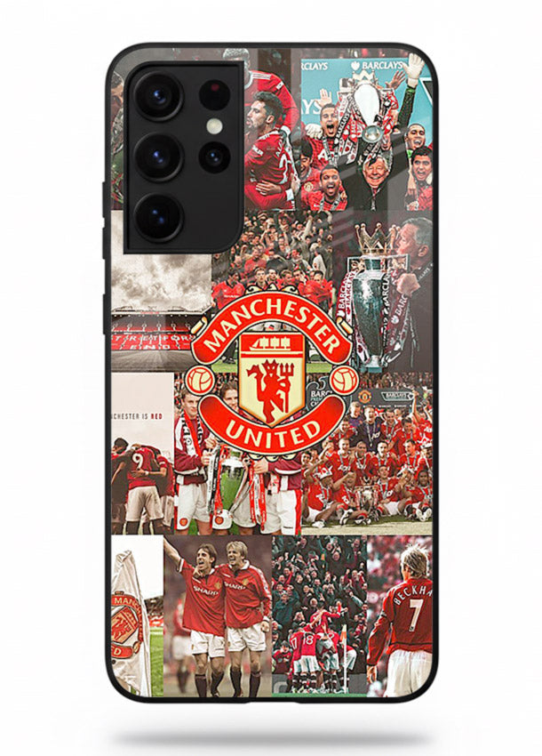 Football team montage printed on premium tempered glass Samsung S21 Ultra back cover