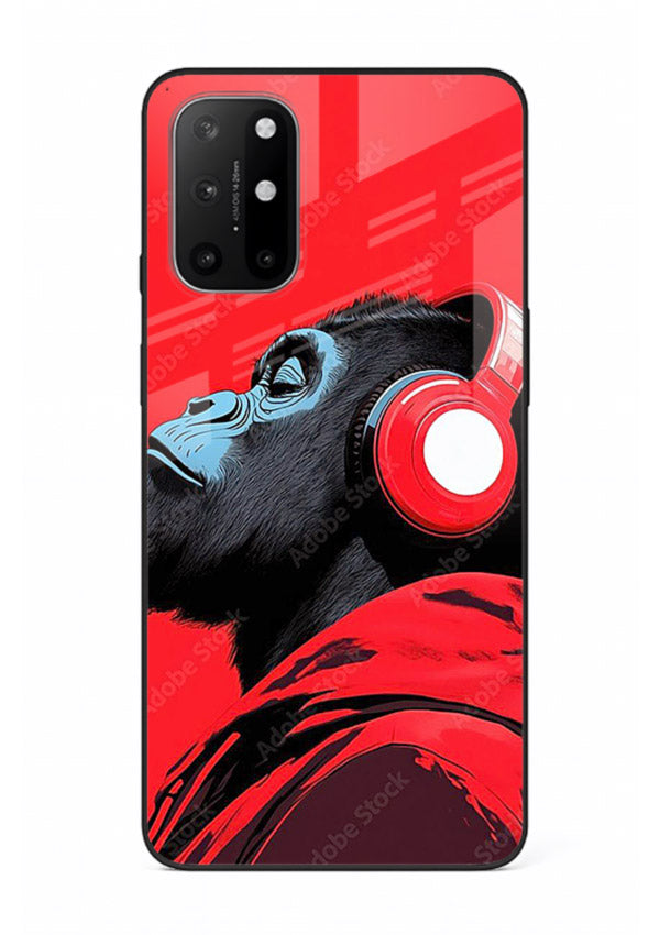 red gorilla headphones art OnePlus 8T glass cover music themed bold design case