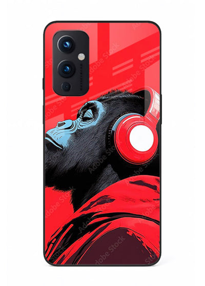 red gorilla headphones art OnePlus 9 Pro glass cover music themed bold design case