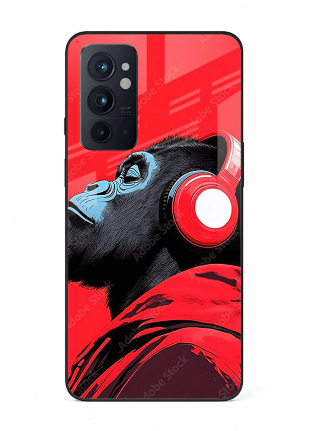 red gorilla headphones art OnePlus 9RT glass cover music themed bold design case