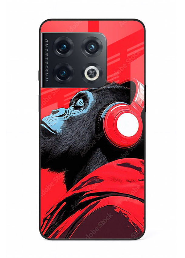 red gorilla headphones art OnePlus 10 Pro glass cover music themed bold design case