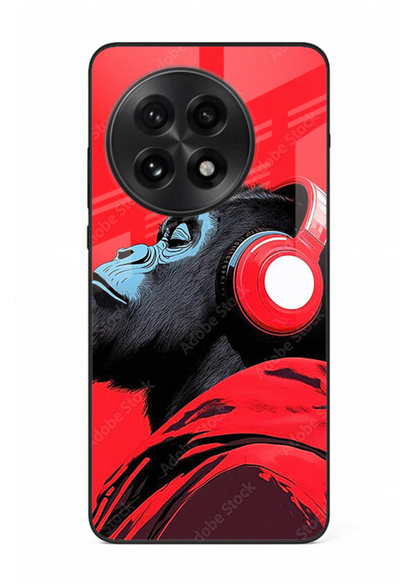 red gorilla headphones art OnePlus 13 glass cover music themed bold design case