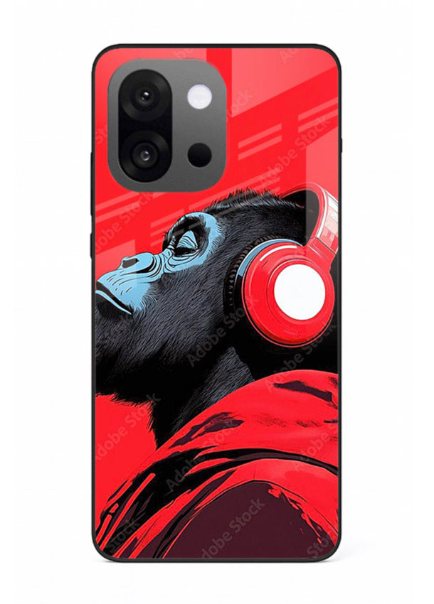 red gorilla headphones art OnePlus 13s glass cover music themed bold design case
