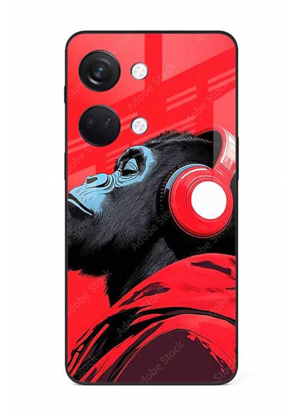 red gorilla headphones art OnePlus Nord 3 glass cover music themed bold design case