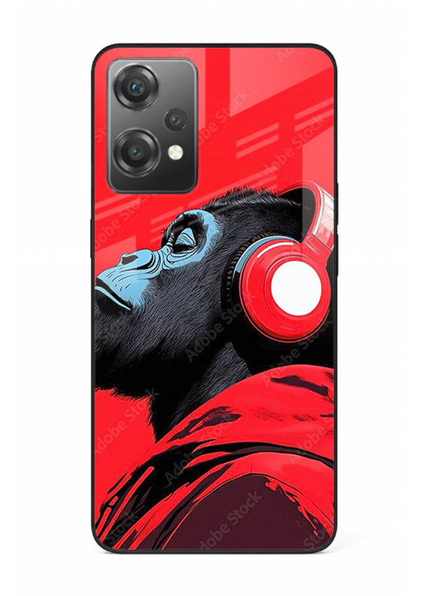 red gorilla headphones art OnePlus Nord CE2 Lite 5G glass cover music themed bold design case