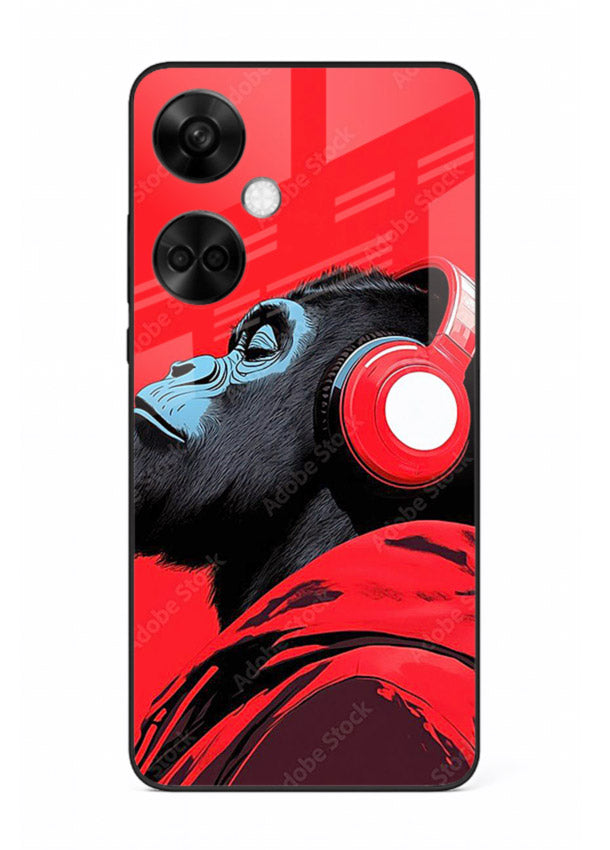 red gorilla headphones art OnePlus Nord CE3 glass cover music themed bold design case