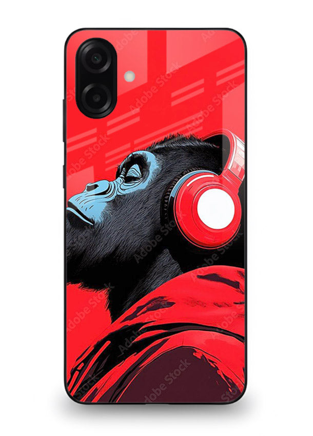 red gorilla headphones art Samsung A07 4G glass cover music themed bold design case