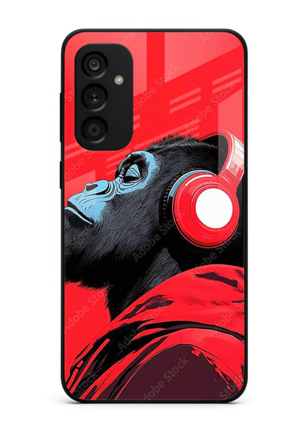 red gorilla headphones art Samsung A14 5G glass cover music themed bold design case