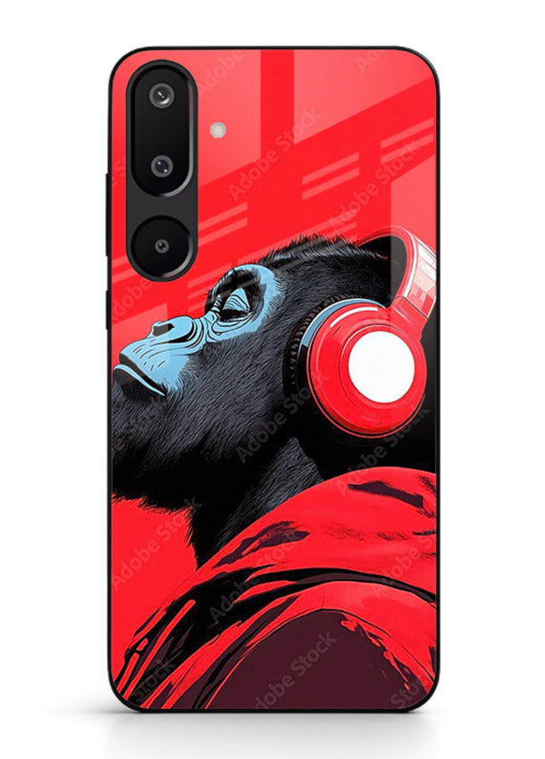 red gorilla headphones art Samsung F16 5G glass cover music themed bold design case