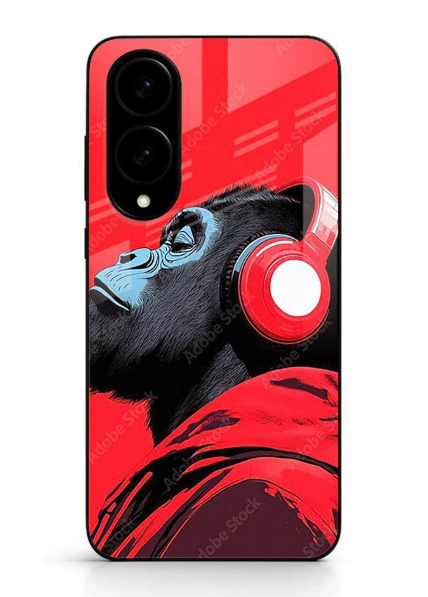 red gorilla headphones art Samsung S25 Edge glass cover music themed bold design case