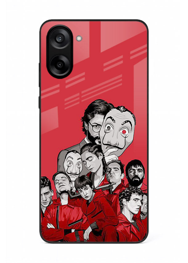 Red masked crew artwork printed on glossy tempered glass OnePlus Nord CE5 back cover