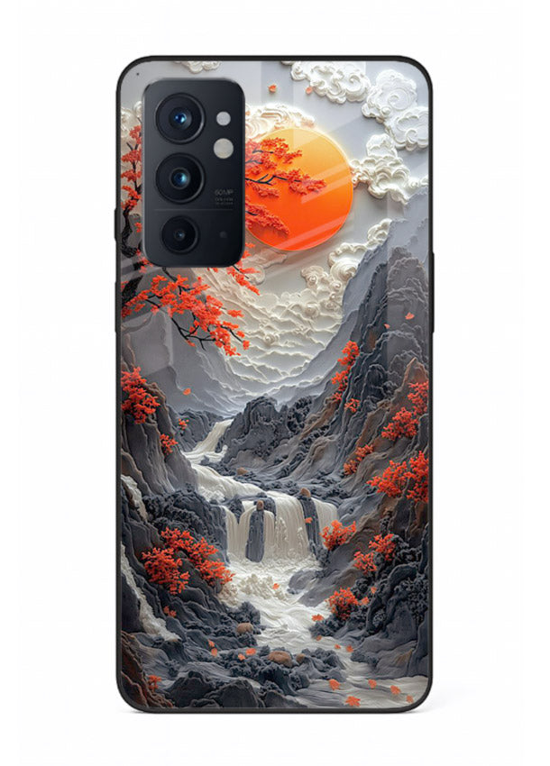 Red Maple Waterfall scenic waterfall artwork OnePlus 9RT glass back cover