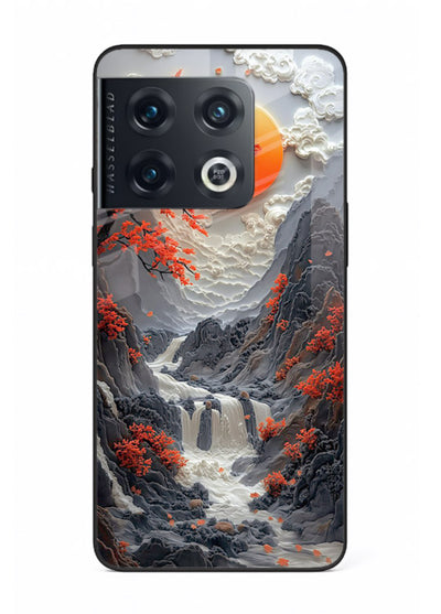 Red Maple Waterfall scenic waterfall artwork OnePlus 10 Pro glass back cover