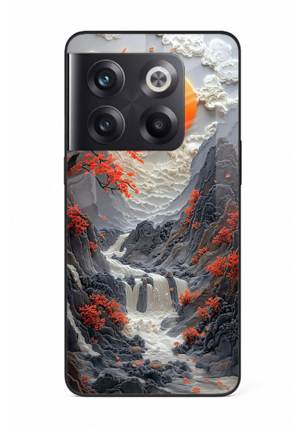 Red Maple Waterfall scenic waterfall artwork OnePlus 10T glass back cover