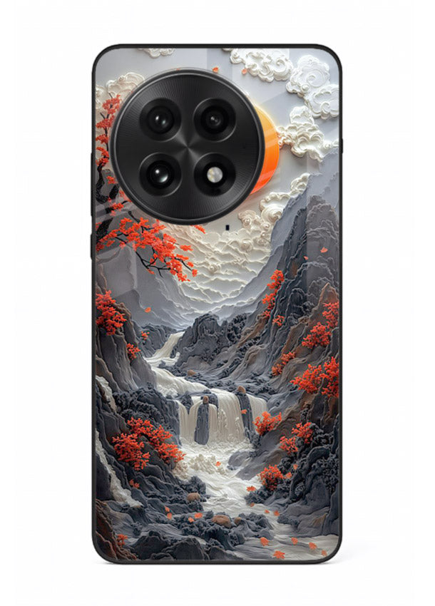 Red Maple Waterfall scenic waterfall artwork OnePlus 13R glass back cover