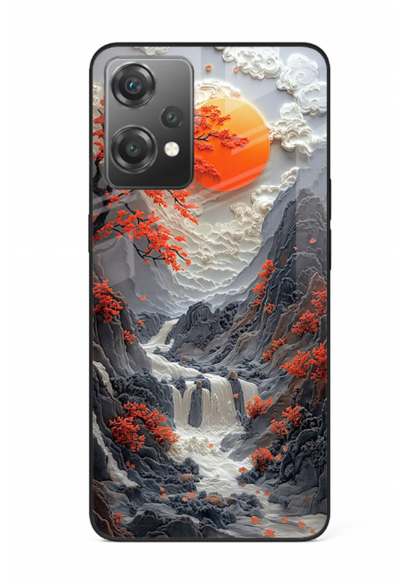 Red Maple Waterfall scenic waterfall artwork OnePlus Nord CE2 Lite 5G glass back cover
