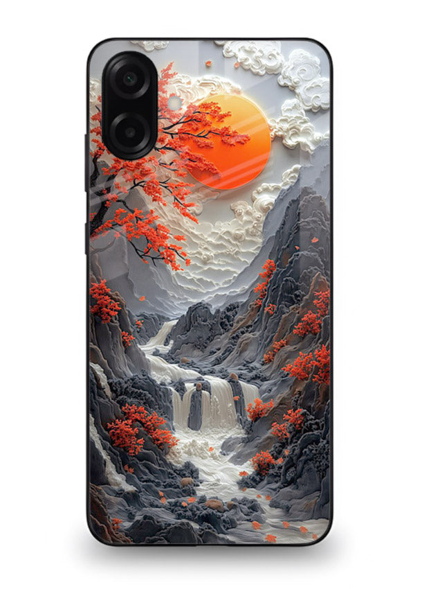 Red Maple Waterfall scenic waterfall artwork Samsung A06 5G glass back cover