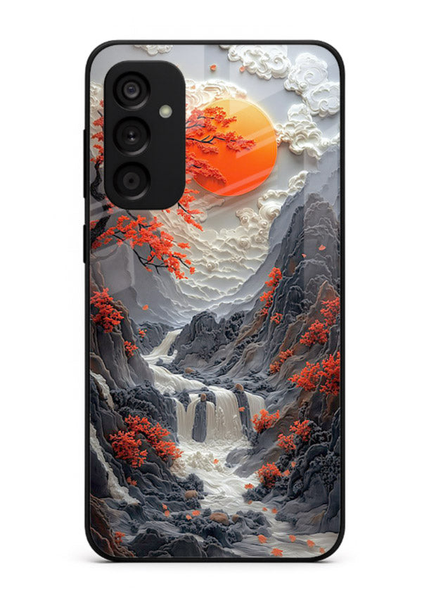 Red Maple Waterfall scenic waterfall artwork Samsung A34 5G glass back cover