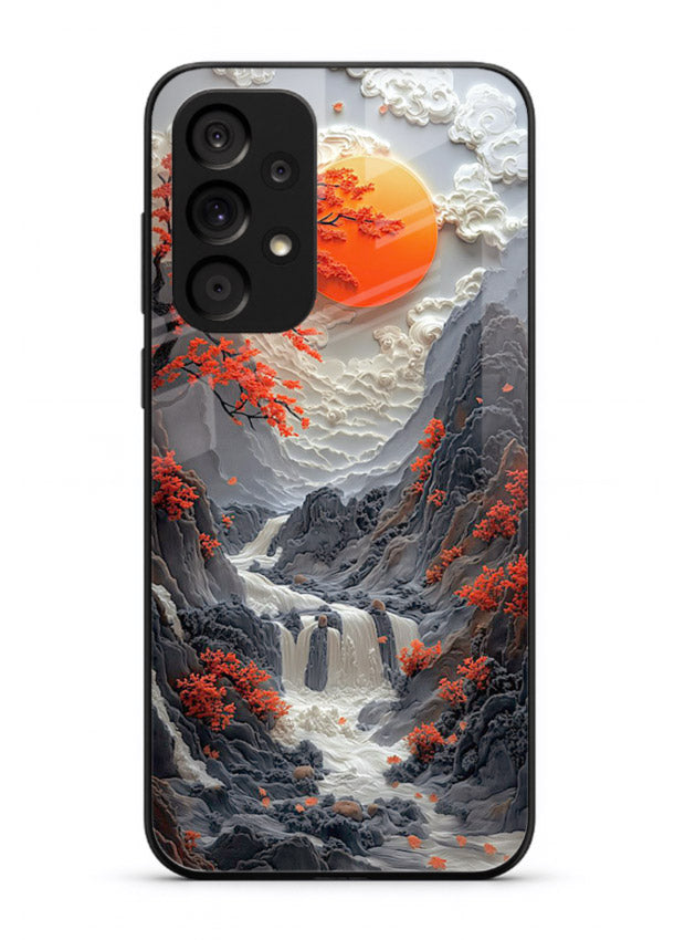 Red Maple Waterfall scenic waterfall artwork Samsung A23 5G glass back cover