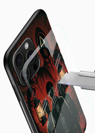 Red masked squad artwork printed on premium tempered glass phone back cover - 4