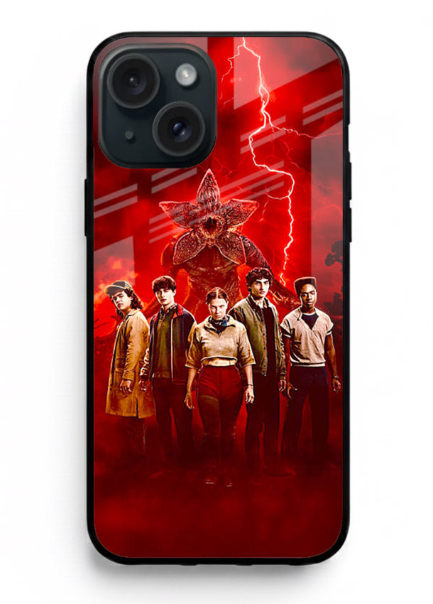 Red realm group artwork printed on tempered glass iPhone 15 Plus back cover