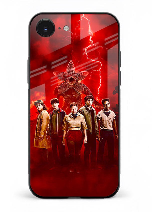 Red realm group artwork printed on tempered glass iPhone 16E back cover