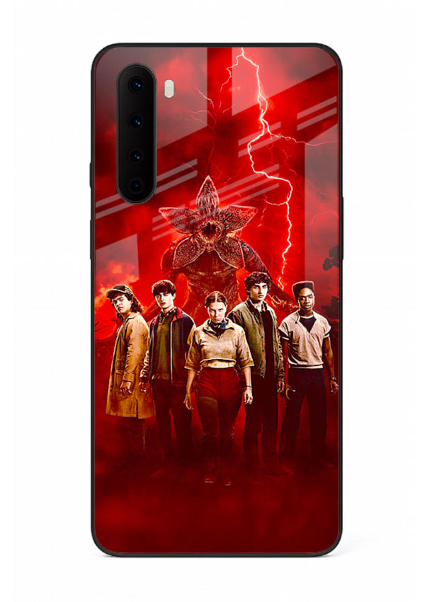 Red realm group artwork printed on tempered glass OnePlus Nord back cover