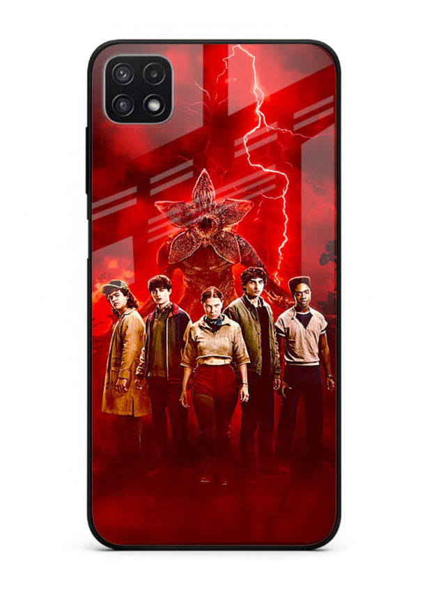 Red realm group artwork printed on tempered glass Samsung A22 5G back cover