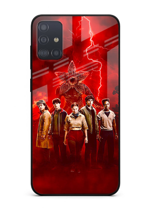 Red realm group artwork printed on tempered glass Samsung A71 back cover