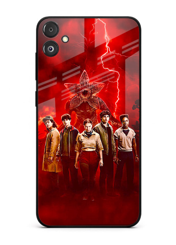 Red realm group artwork printed on tempered glass Samsung F14 5G back cover