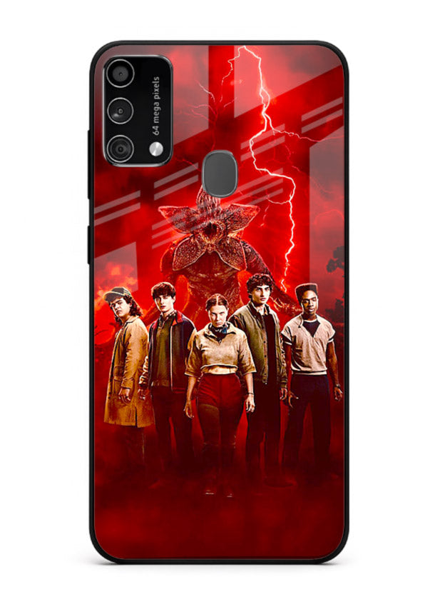 Red realm group artwork printed on tempered glass Samsung F41 back cover