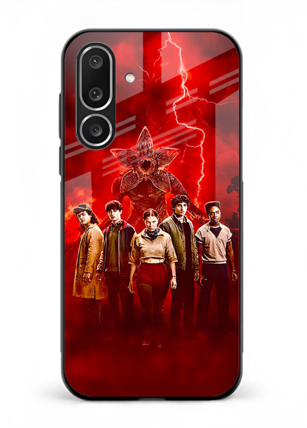 Red realm group artwork printed on tempered glass Samsung F56 5G back cover