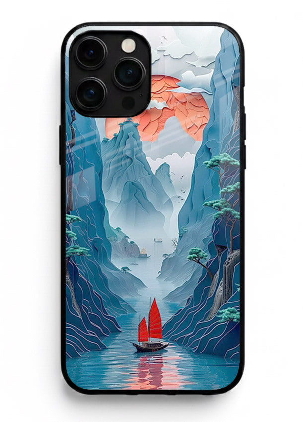 Red Sail Canyon dramatic canyon artwork iphone 16 pro max glass back cover