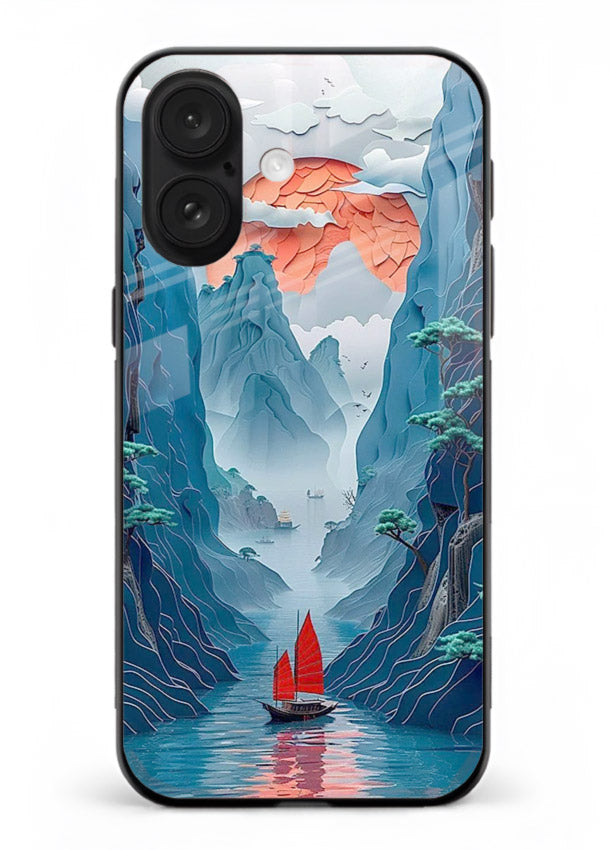 Red Sail Canyon dramatic canyon artwork iphone 16 glass back cover