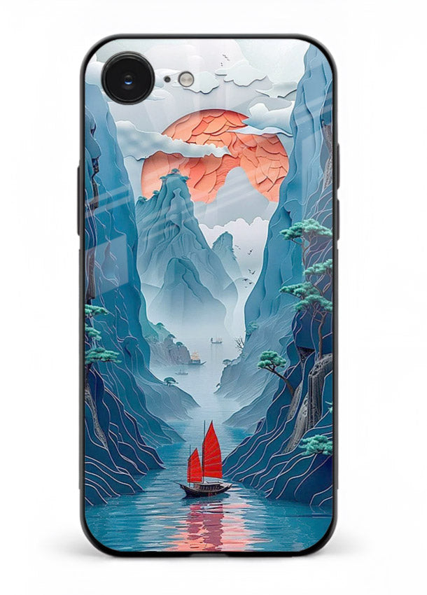 Red Sail Canyon dramatic canyon artwork iphone 16e glass back cover
