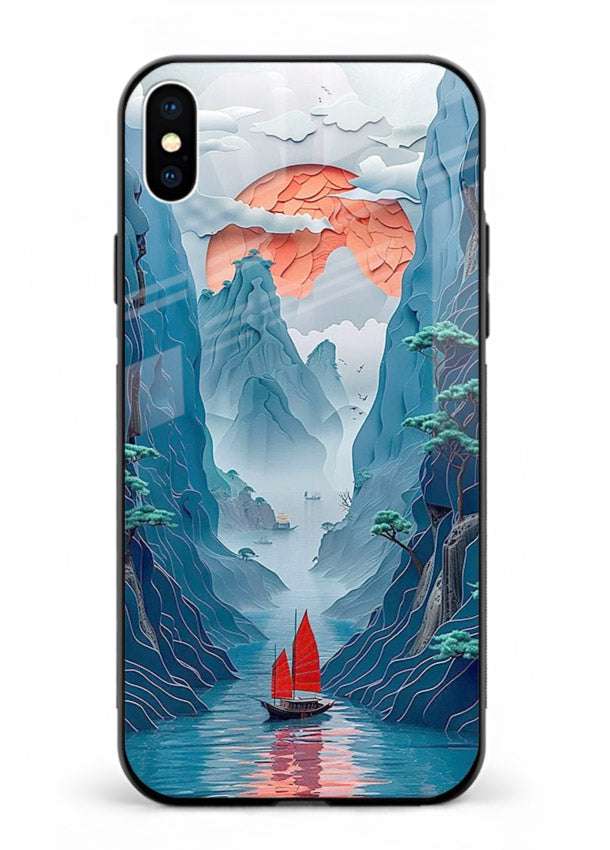 Red Sail Canyon dramatic canyon artwork iphone xs max glass back cover