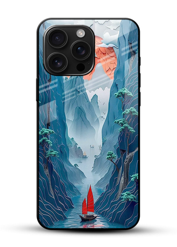 Red Sail Canyon dramatic canyon artwork glossy vibrant premium glass back cover - Angle Front