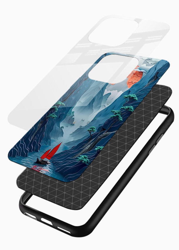 Red Sail Canyon dramatic canyon artwork glossy vibrant premium glass back cover - Angle Layers