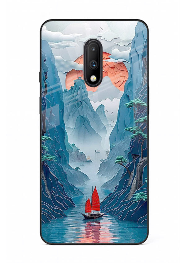 Red Sail Canyon dramatic canyon artwork OnePlus 7 glass back cover