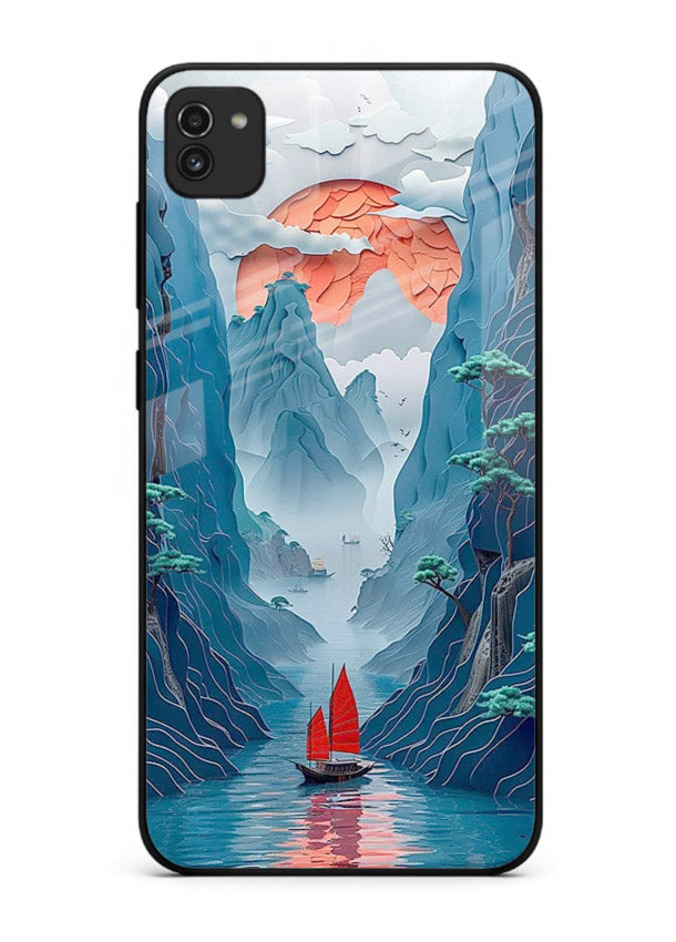 Red Sail Canyon dramatic canyon artwork Samsung A03 glass back cover