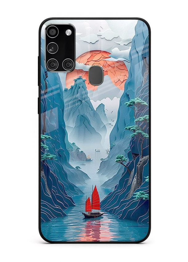 Red Sail Canyon dramatic canyon artwork Samsung A21s glass back cover