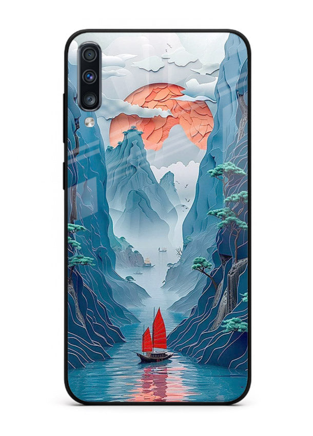 Red Sail Canyon dramatic canyon artwork Samsung A70 glass back cover