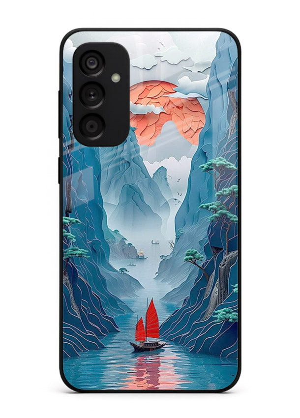 Red Sail Canyon dramatic canyon artwork Samsung A34 5G glass back cover
