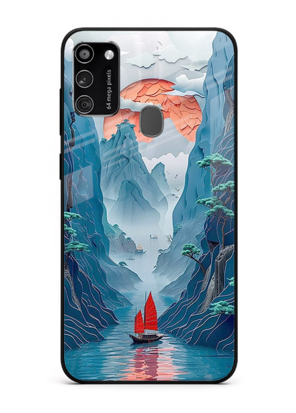 Red Sail Canyon dramatic canyon artwork Samsung M30s glass back cover