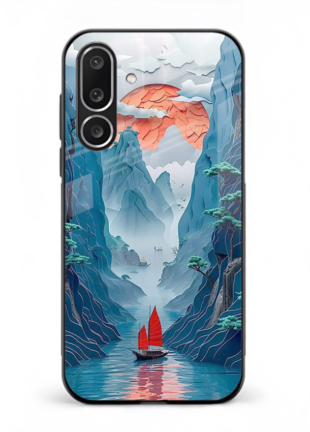 Red Sail Canyon dramatic canyon artwork Samsung M56 5G glass back cover