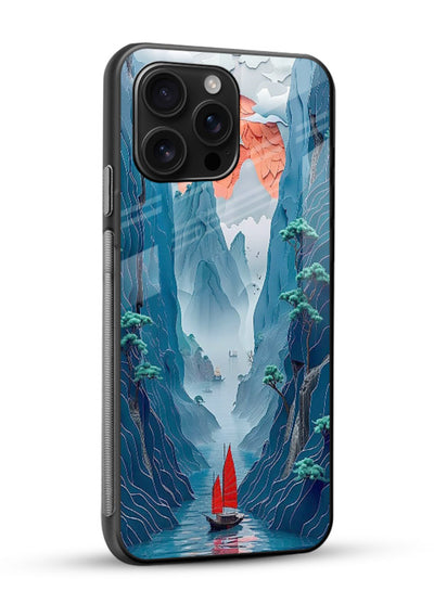 Red Sail Canyon dramatic canyon artwork glossy vibrant premium glass back cover - Angle Side