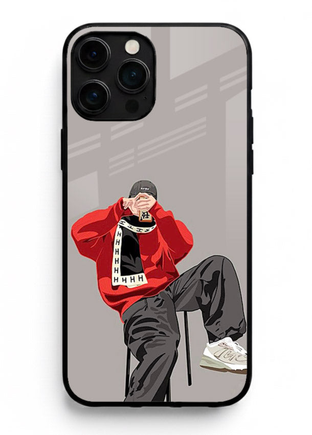 Red Streetwear Boy urban illustration iphone 11 pro max glass back cover