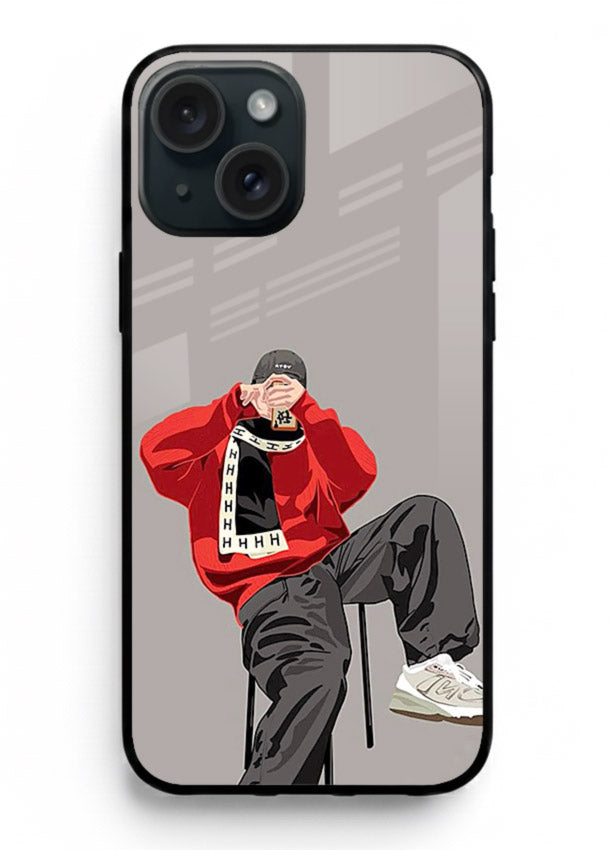 Red Streetwear Boy urban illustration iphone 15 glass back cover