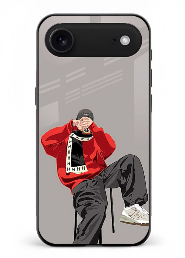 Red Streetwear Boy urban illustration iphone 18 air glass back cover