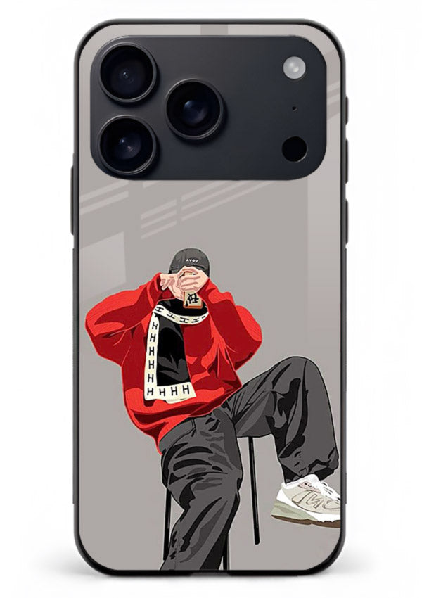 Red Streetwear Boy urban illustration iphone 17 pro max glass back cover